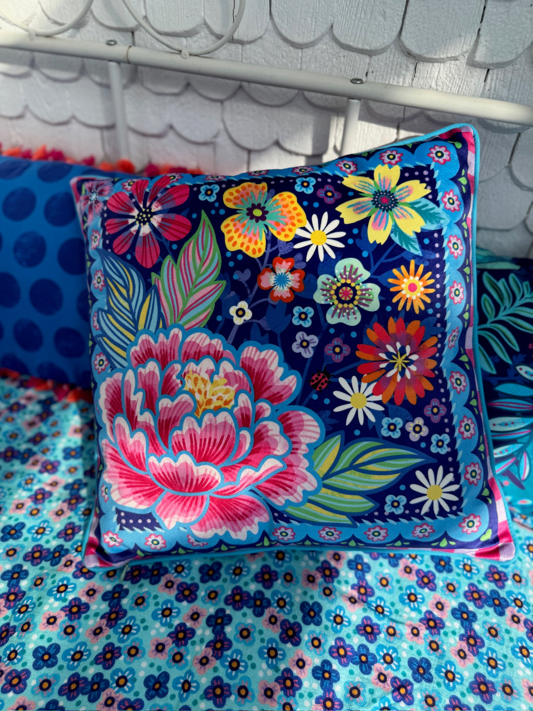 Dekokissen - Blumen Zauber - Blau - 40 x 40 cm