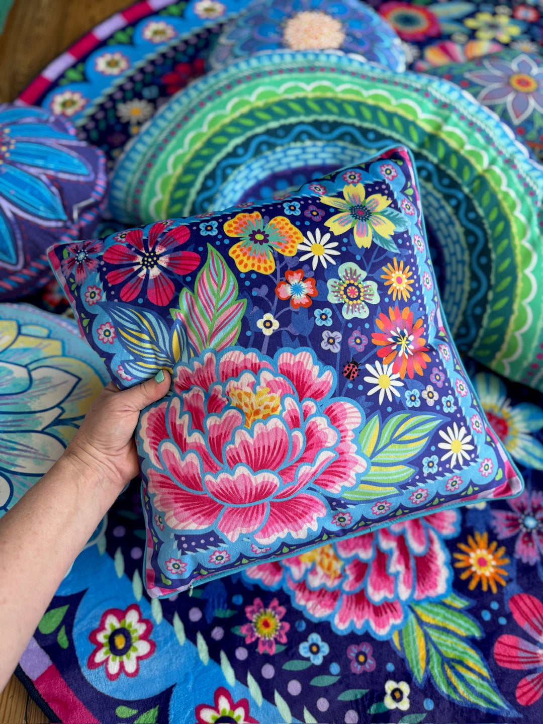 Dekokissen - Blumen Zauber - Blau - 40 x 40 cm