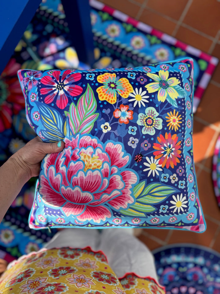 Dekokissen - Blumen Zauber - Blau - 40 x 40 cm