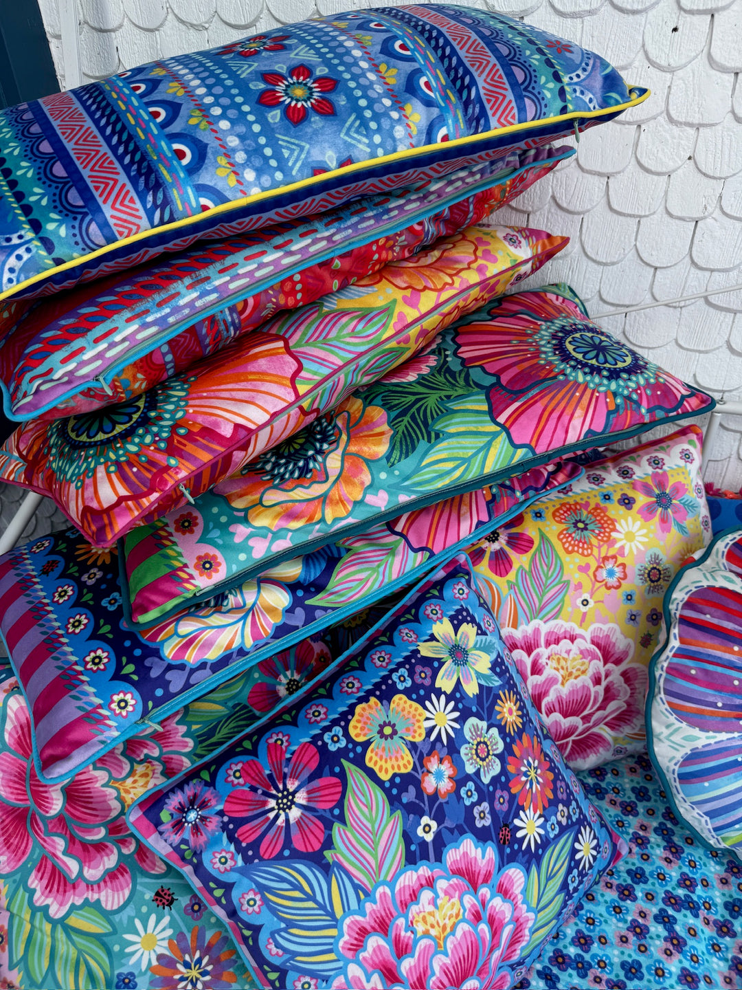 Dekokissen - Blumen Zauber - Blau - 60 x 30 cm