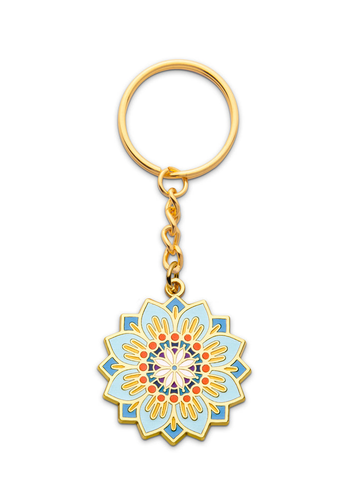 Schlüsselanhänger türkise Blume