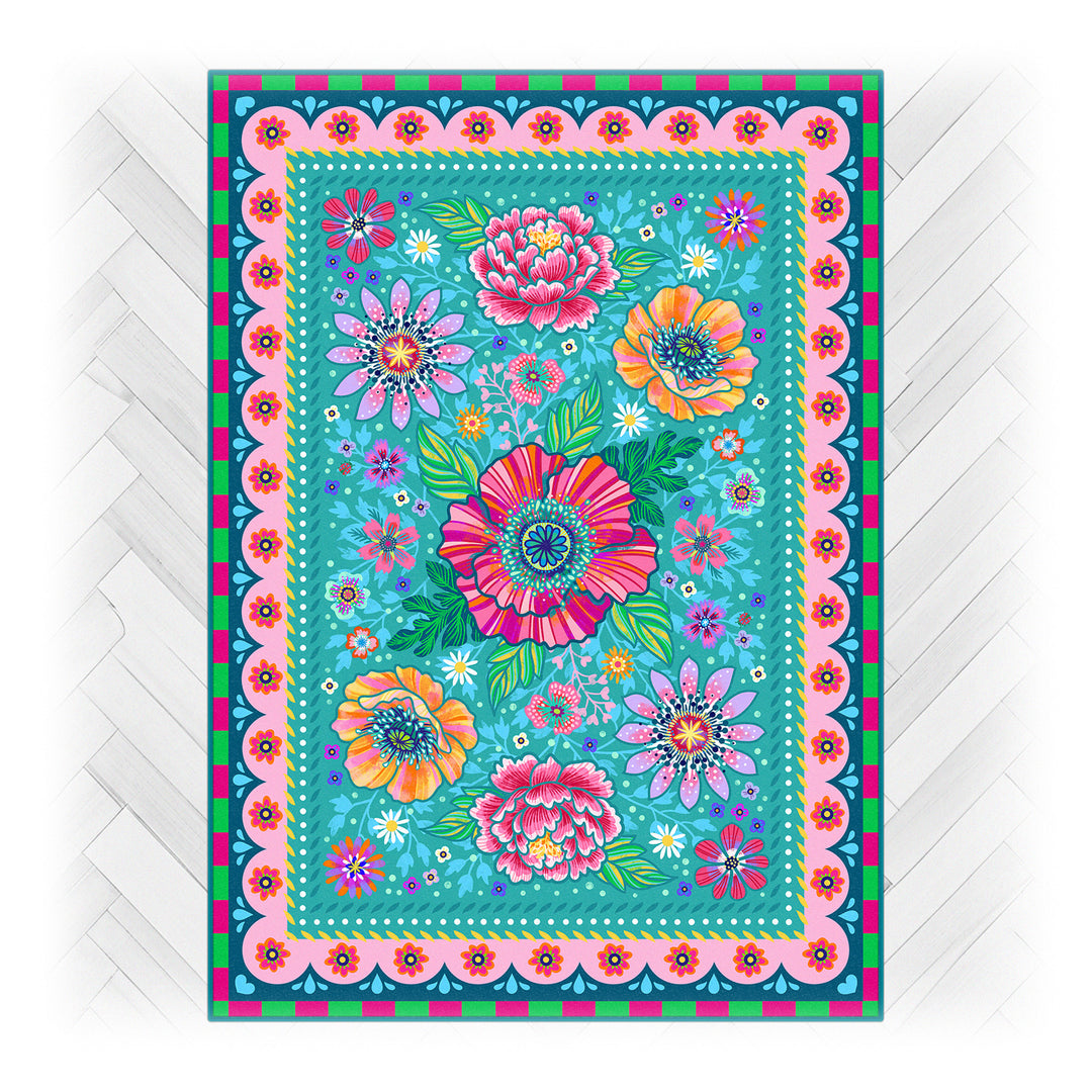 Teppich - Blumenzauber Türkis