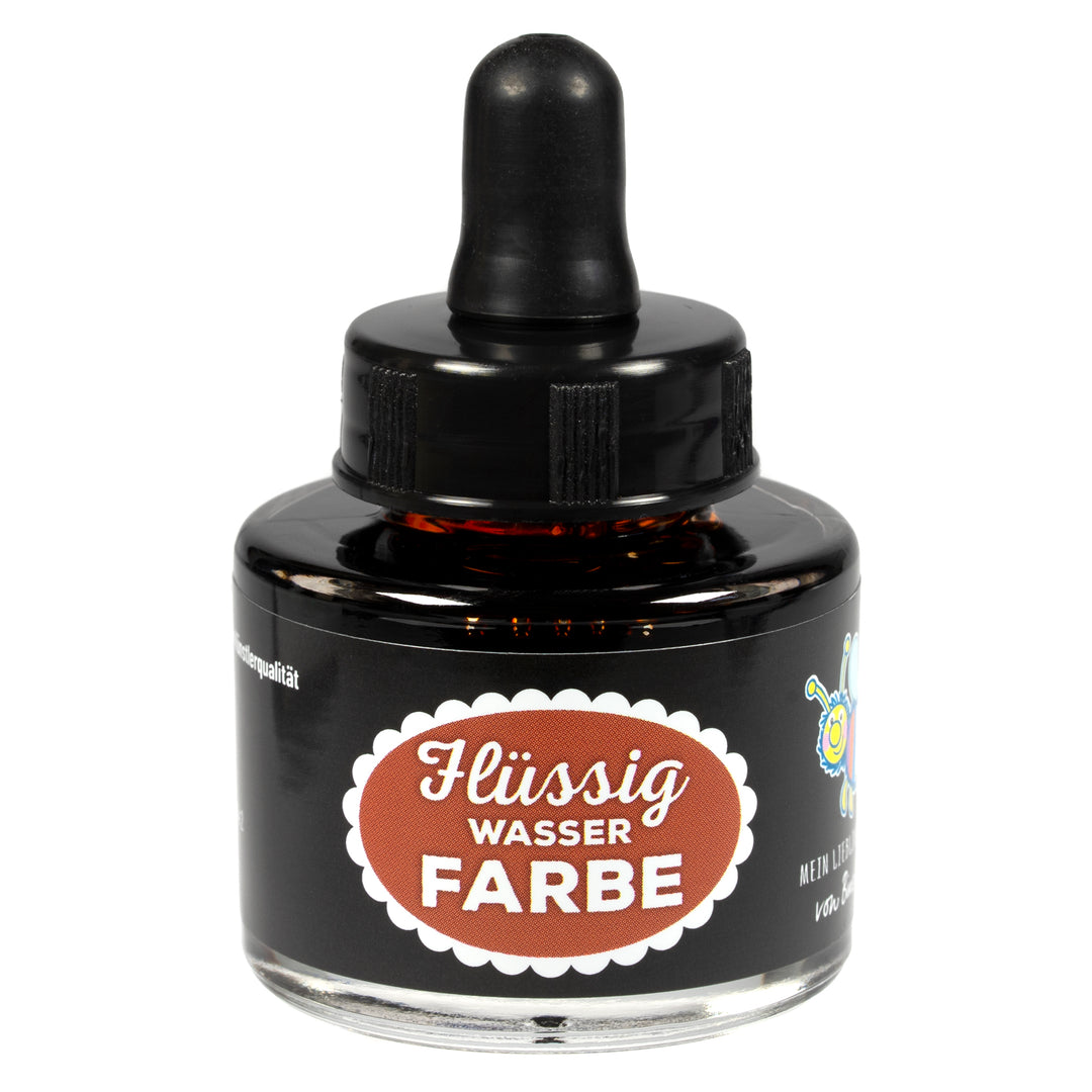 Flüssigwasserfarbe braun in Glasflasche mit Pipette – hochpigmentierte flüssige Wasserfarbe für Malen, Basteln und kreative Projekte 