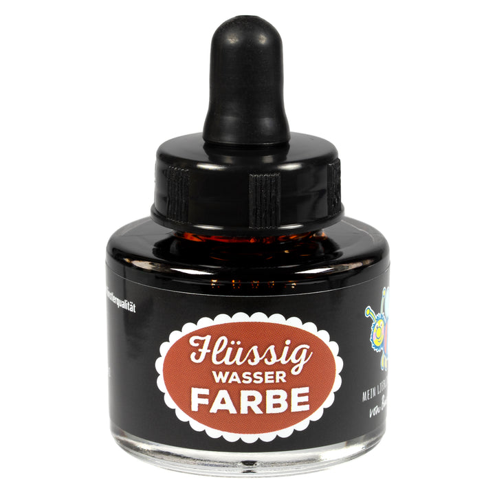 Flüssigwasserfarbe braun in Glasflasche mit Pipette – hochpigmentierte flüssige Wasserfarbe für Malen, Basteln und kreative Projekte 