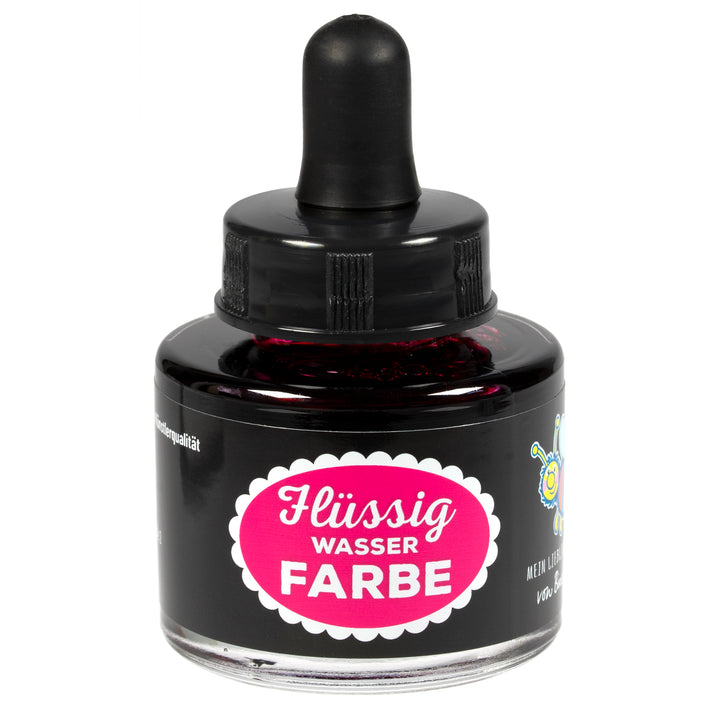 Flüssigwasserfarbe Magenta in Glasflasche mit Pipette – hochpigmentierte flüssige Wasserfarbe für Malen, Basteln und kreative Projekte 