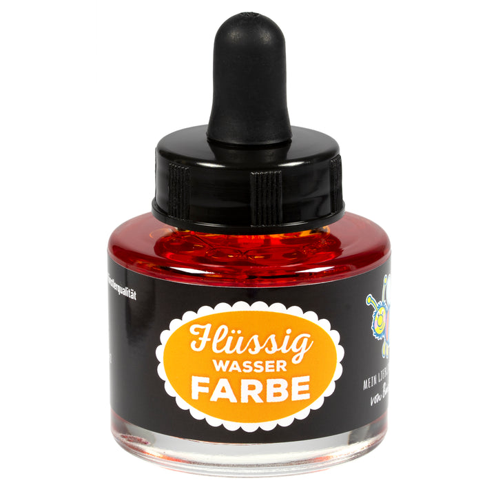 Flüssigwasserfarbe Orange in Glasflasche mit Pipette – hochpigmentierte flüssige Wasserfarbe für Malen, Basteln und kreative Projekte 