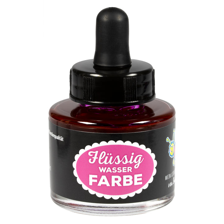 Flüssigwasserfarbe Pink in Glasflasche mit Pipette – hochpigmentierte flüssige Wasserfarbe für Malen, Basteln und kreative Projekte 