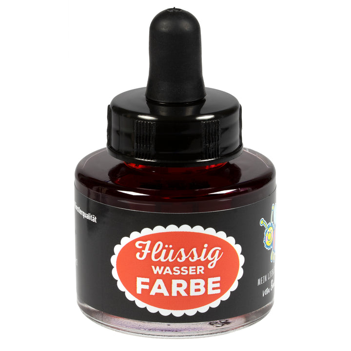 Flüssigwasserfarbe Rot in Glasflasche mit Pipette – hochpigmentierte flüssige Wasserfarbe für Malen, Basteln und kreative Projekte 