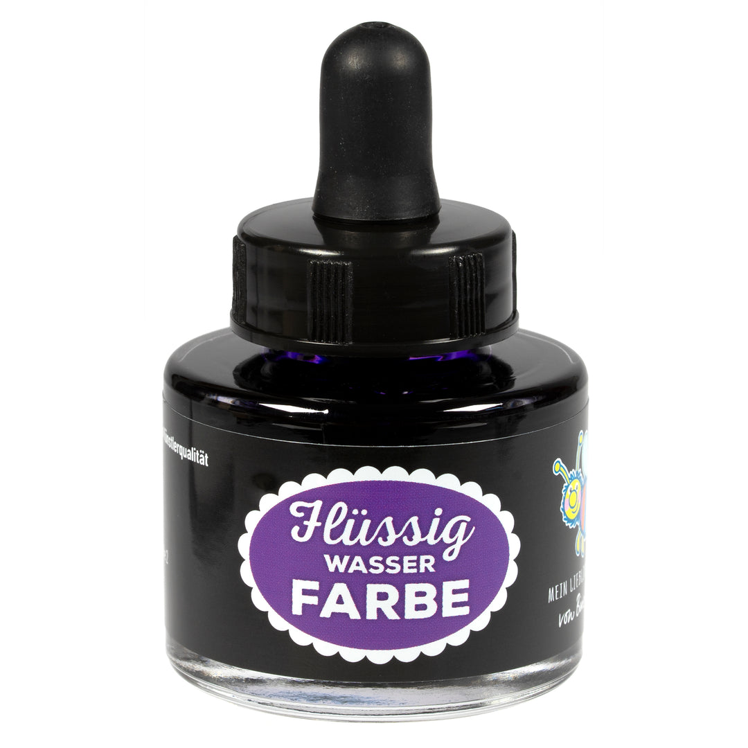 Flüssigwasserfarbe Violett in Glasflasche mit Pipette – hochpigmentierte flüssige Wasserfarbe für Malen, Basteln und kreative Projekte 