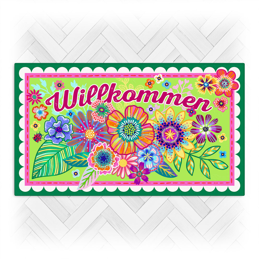 Fußmatte - Blumen Grün