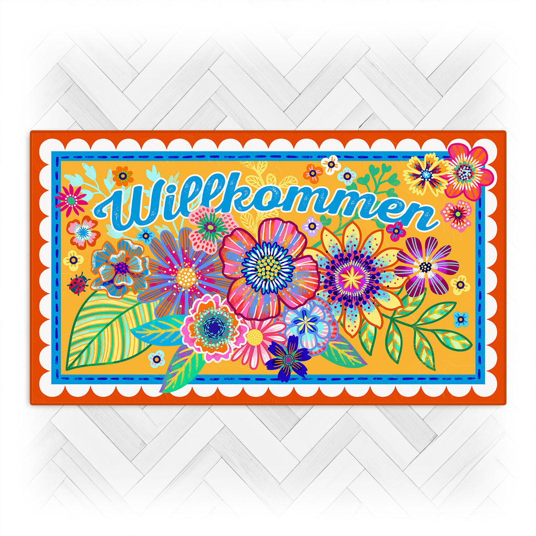Fußmatte - Blumen Orange
