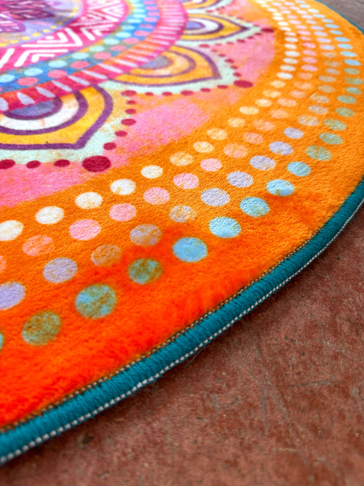 Teppich Rund - Mandala Orange