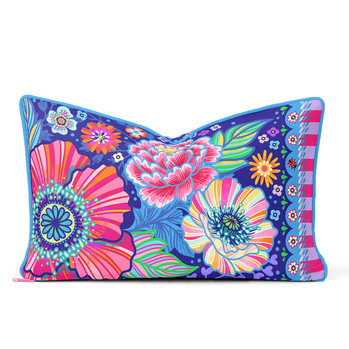 Dekokissen - Blumen Zauber - Blau - 60 x 30 cm