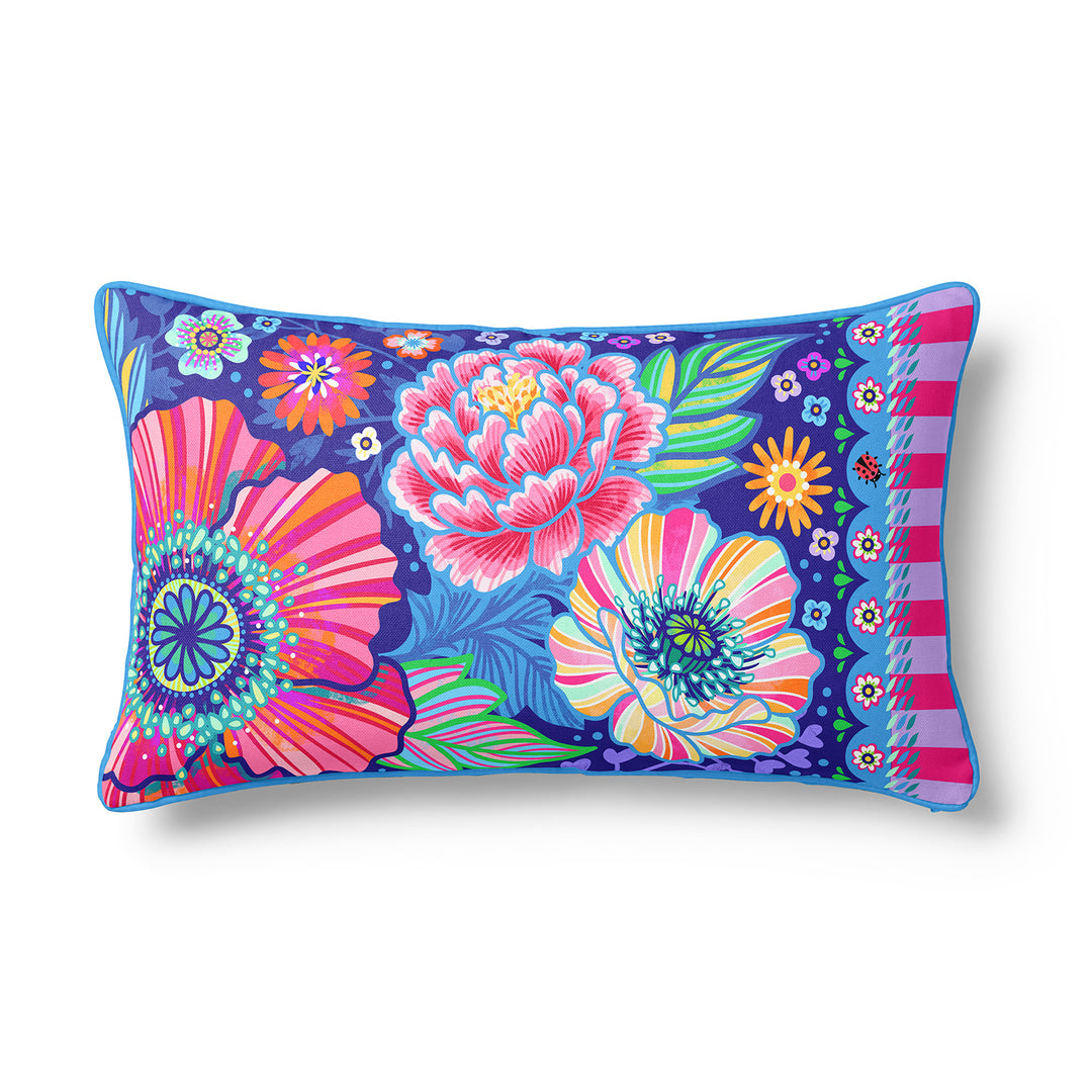 Dekokissen - Blumen Zauber - Blau - 60 x 30 cm