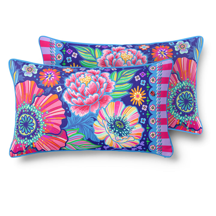 Dekokissen - Blumen Zauber - Blau - 60 x 30 cm