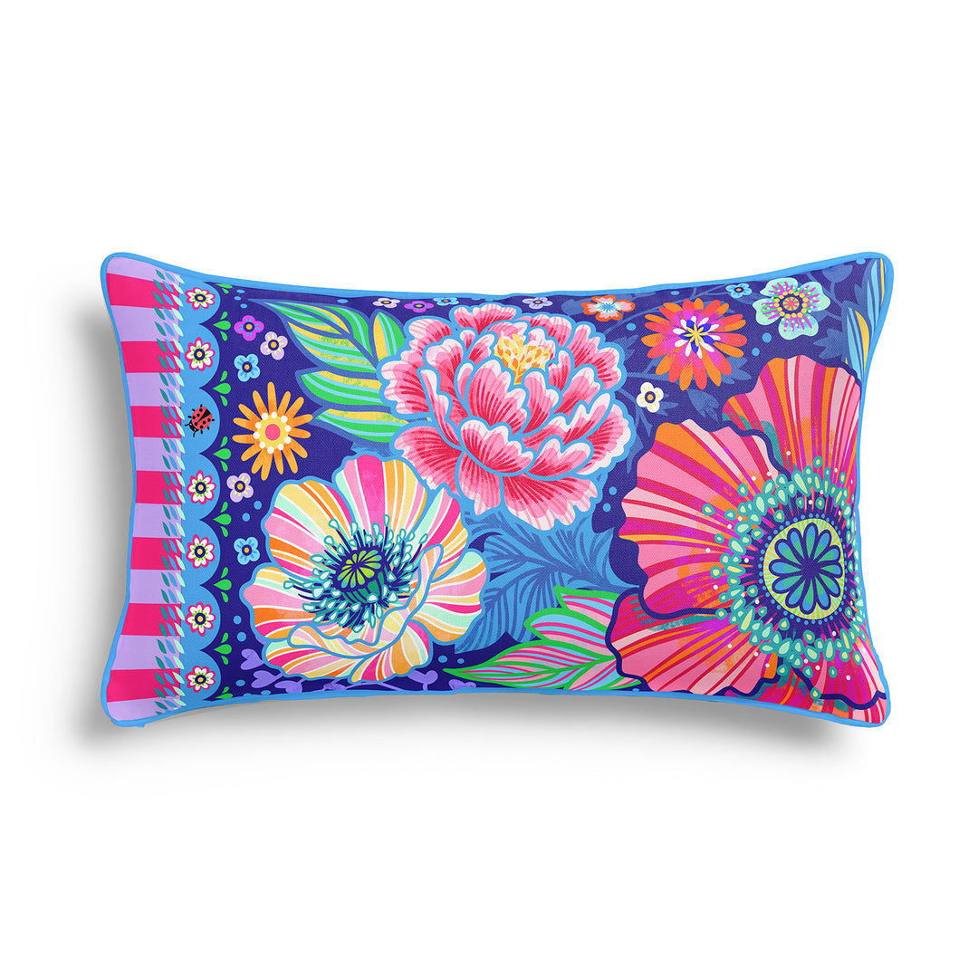 Dekokissen - Blumen Zauber - Blau - 60 x 30 cm