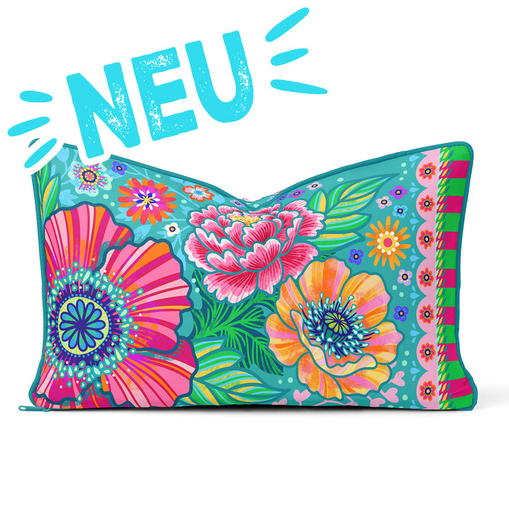 Lieblingskissen – Blumenzauber türkis