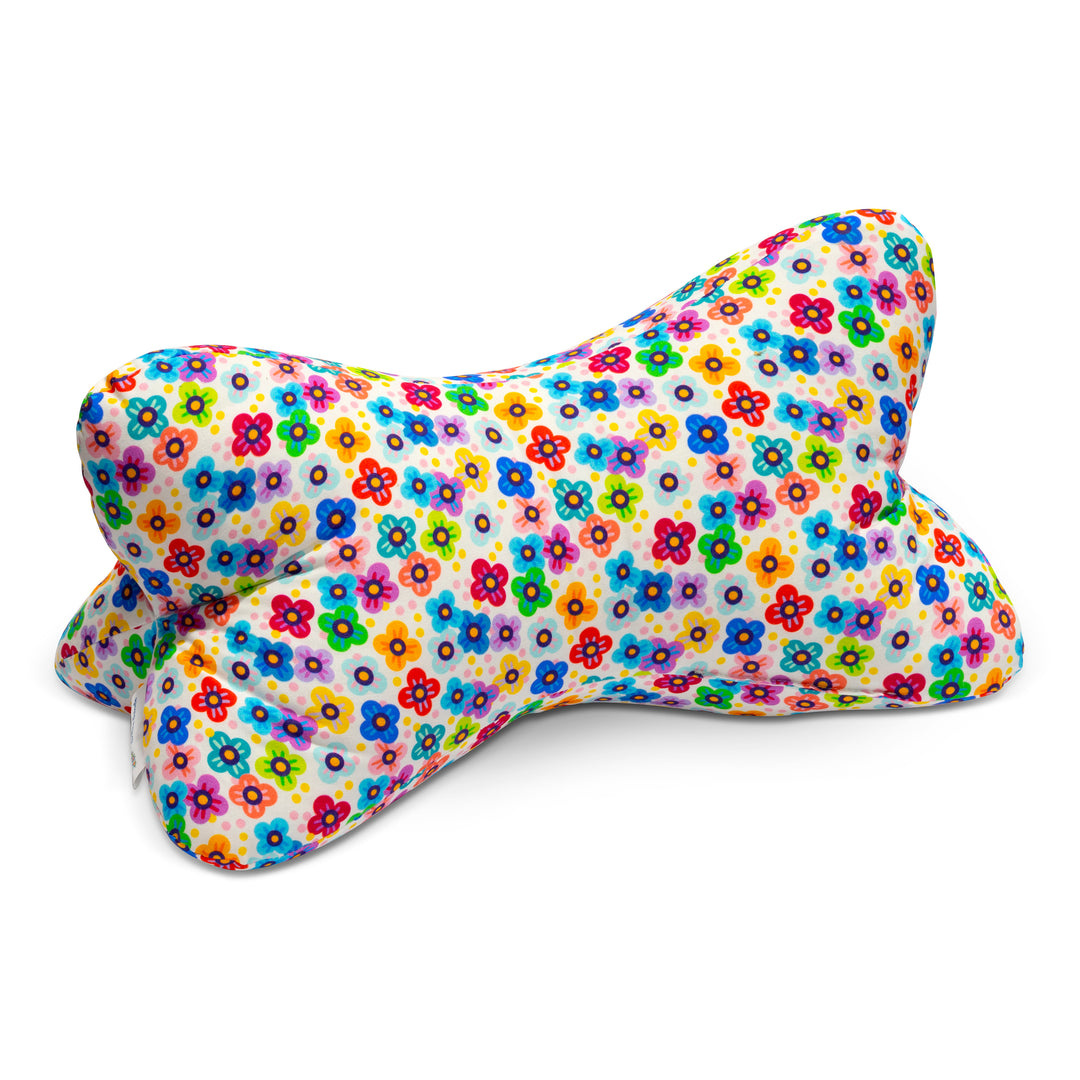 Leseknochen Miniblümchen Bunt – ergonomisches Lesekissen im Design von Bine Brändle