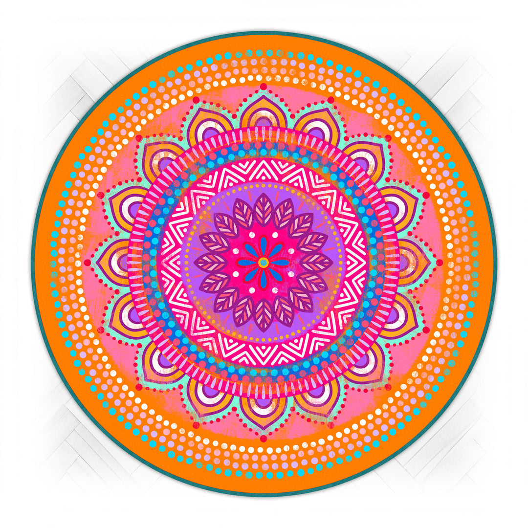 Teppich Rund - Mandala Orange