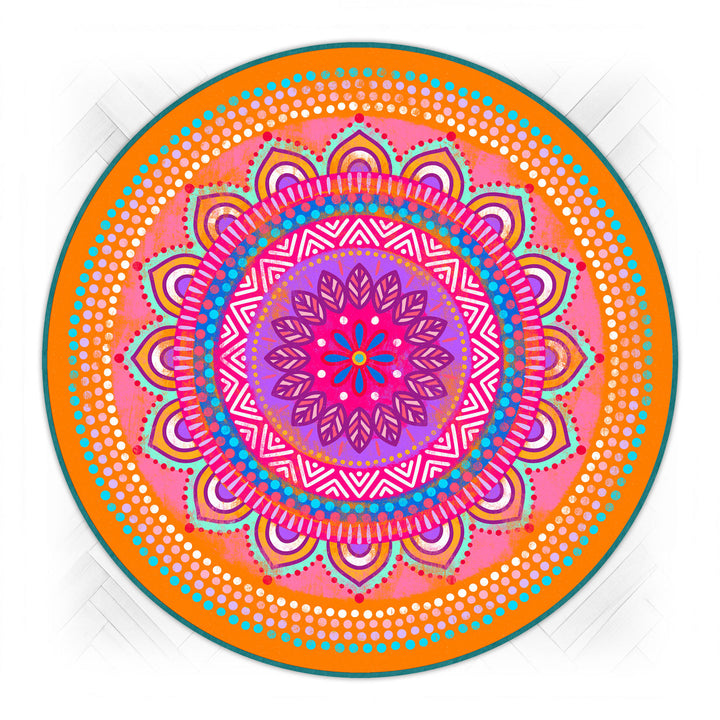 Teppich Rund - Mandala Orange