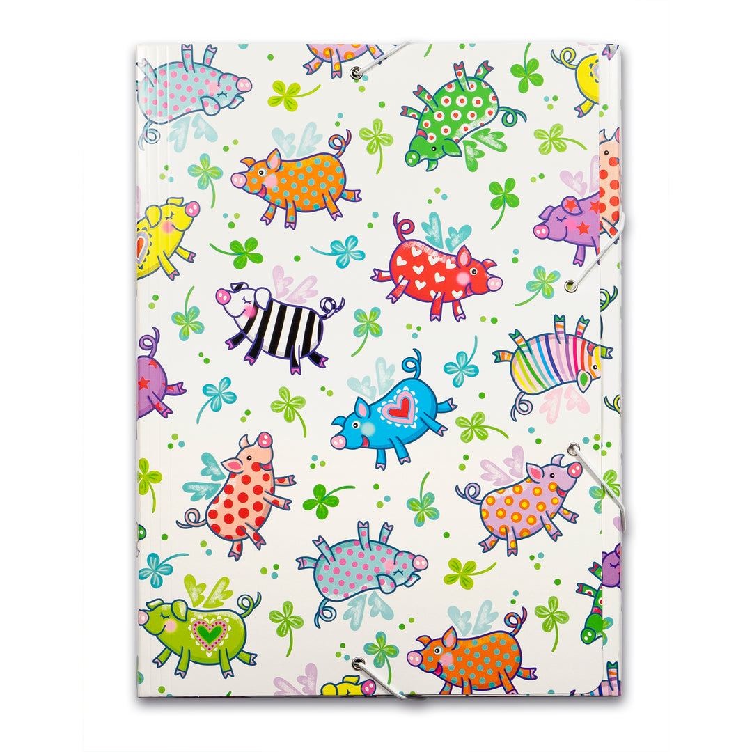 Sammelmappen, Folders für A4 - Mit elastischem Gummiband, Innenseite farbig