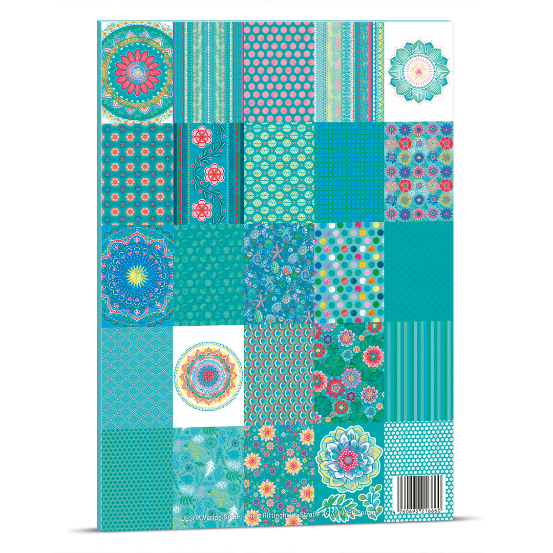 Bastel PAPIER - PAPIERMIX TÜRKIS