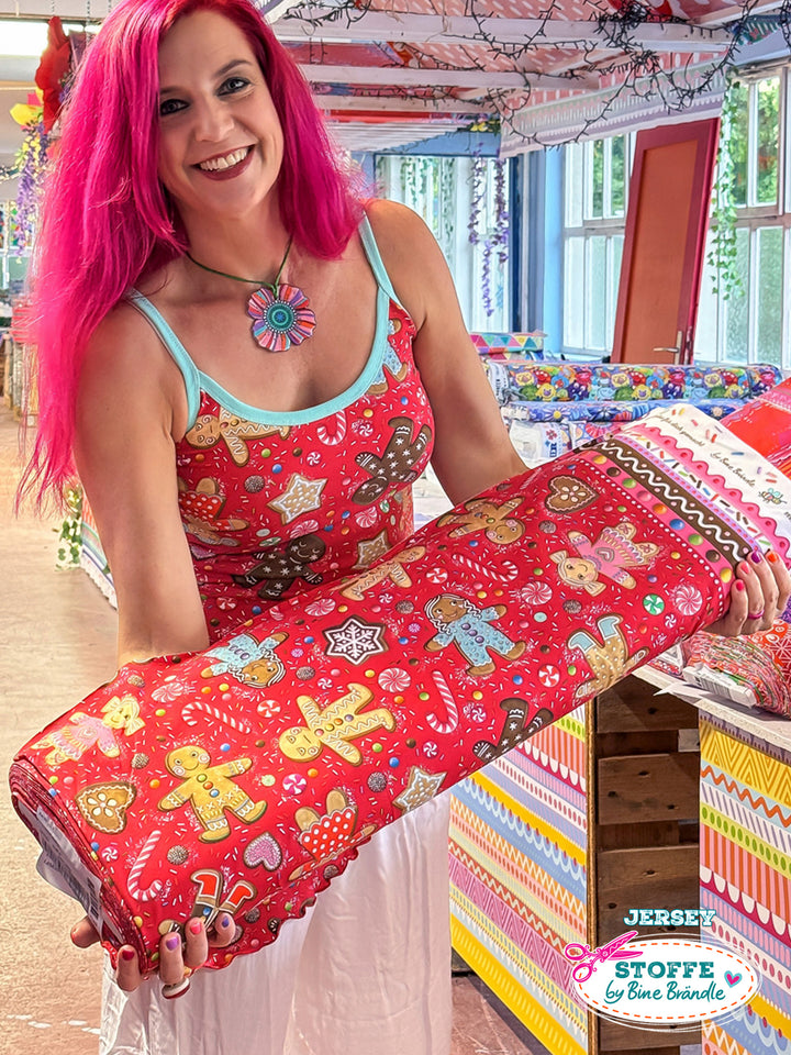 Lebkuchenmännchen klein rot - Stoff Klassiker