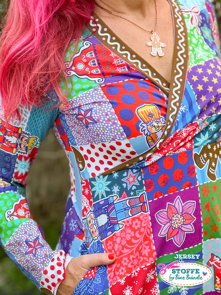 Patchwork Quadrate Weihnachten - Stoff