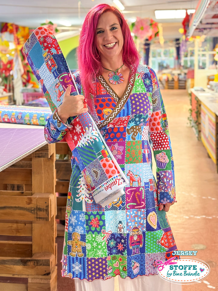 Patchwork Quadrate Weihnachten - Stoff