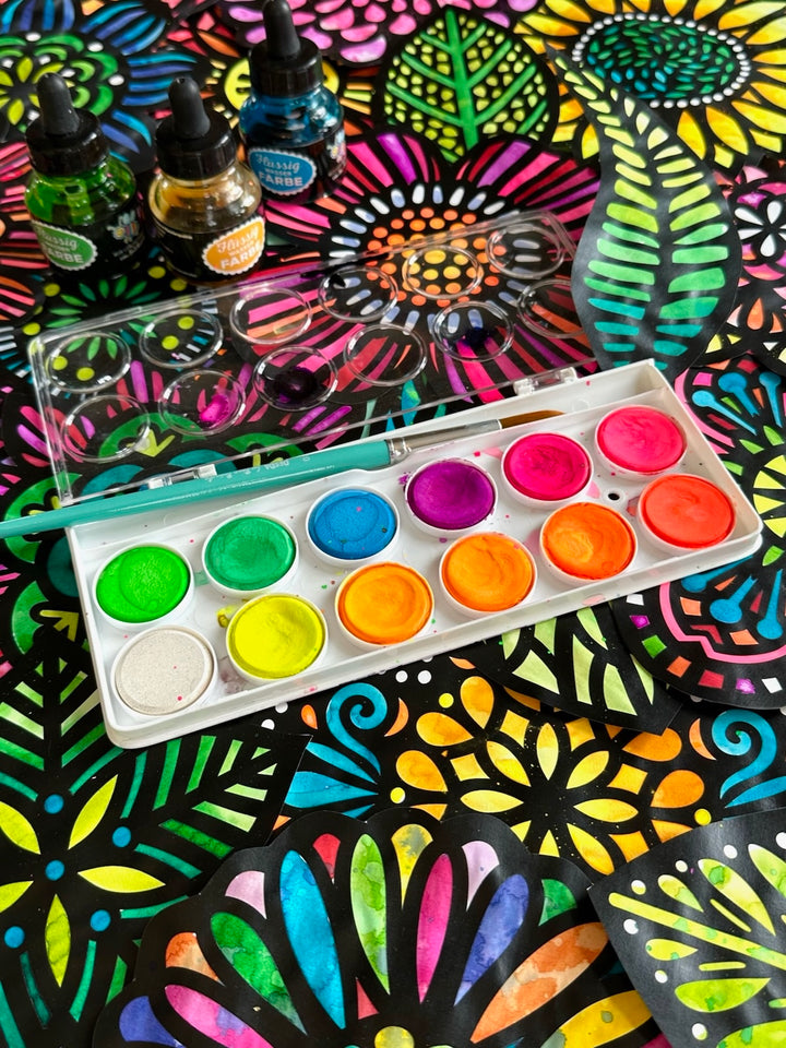 12 leuchtende Neon-Wasserfarben für Hobby-Künstler