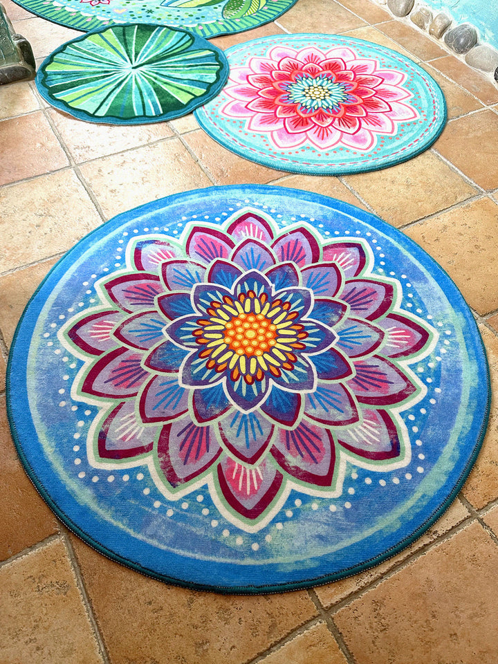 Teppich Rund - Seerosenblüte Hellblau