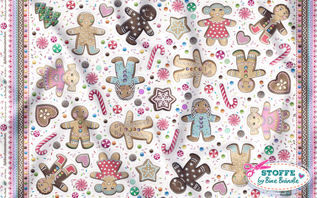 Lebkuchenmännchen groß weiß - Stoff Klassiker