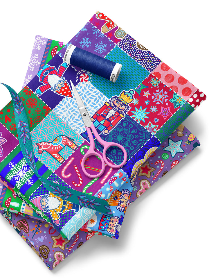 Patchwork Quadrate Weihnachten - Stoff