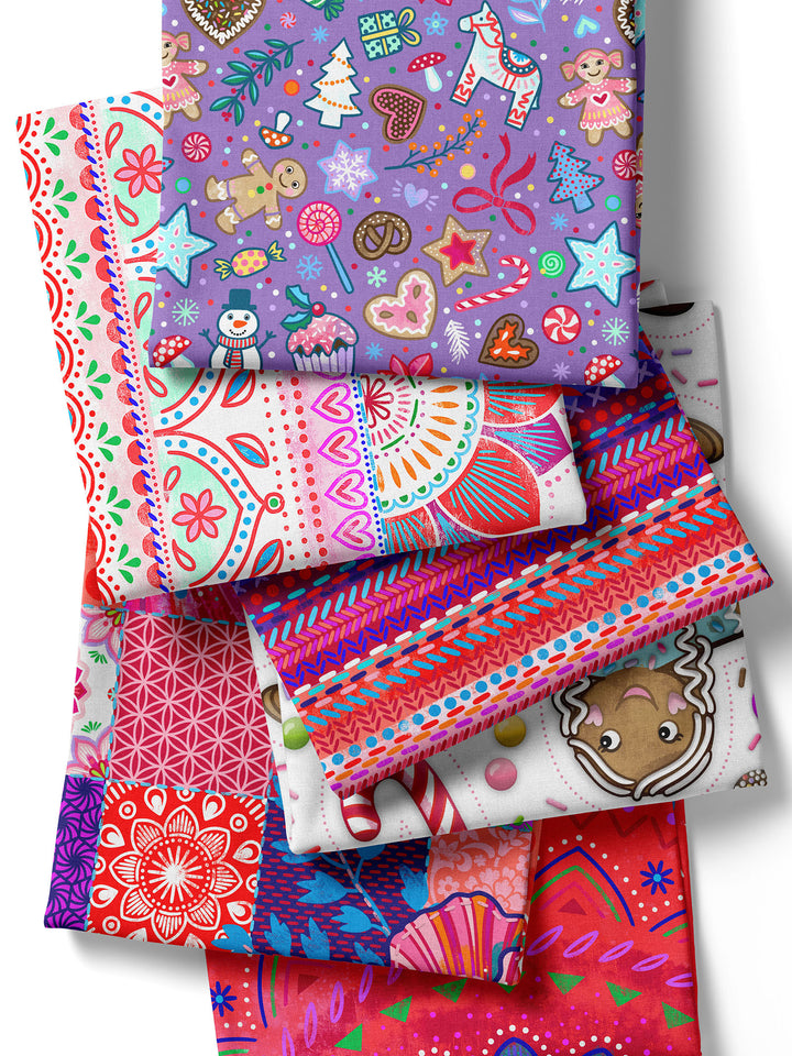 Weihnachtskonfetti lila - Stoff Klassiker