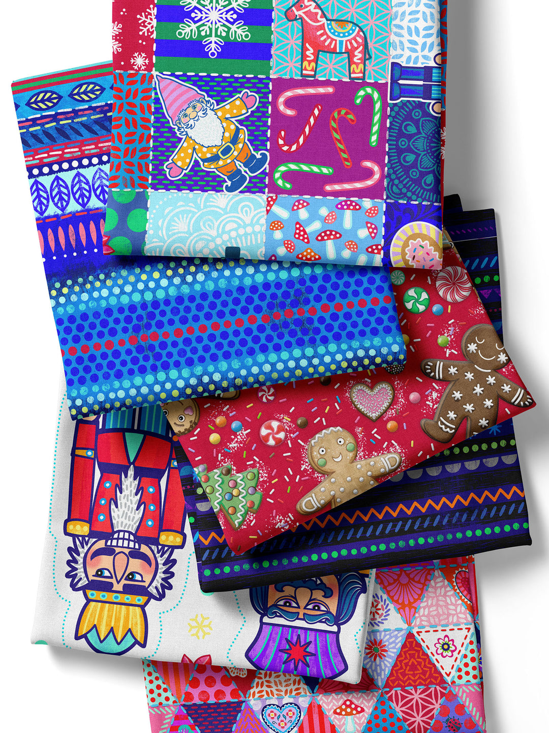 Patchwork Quadrate Weihnachten - Stoff