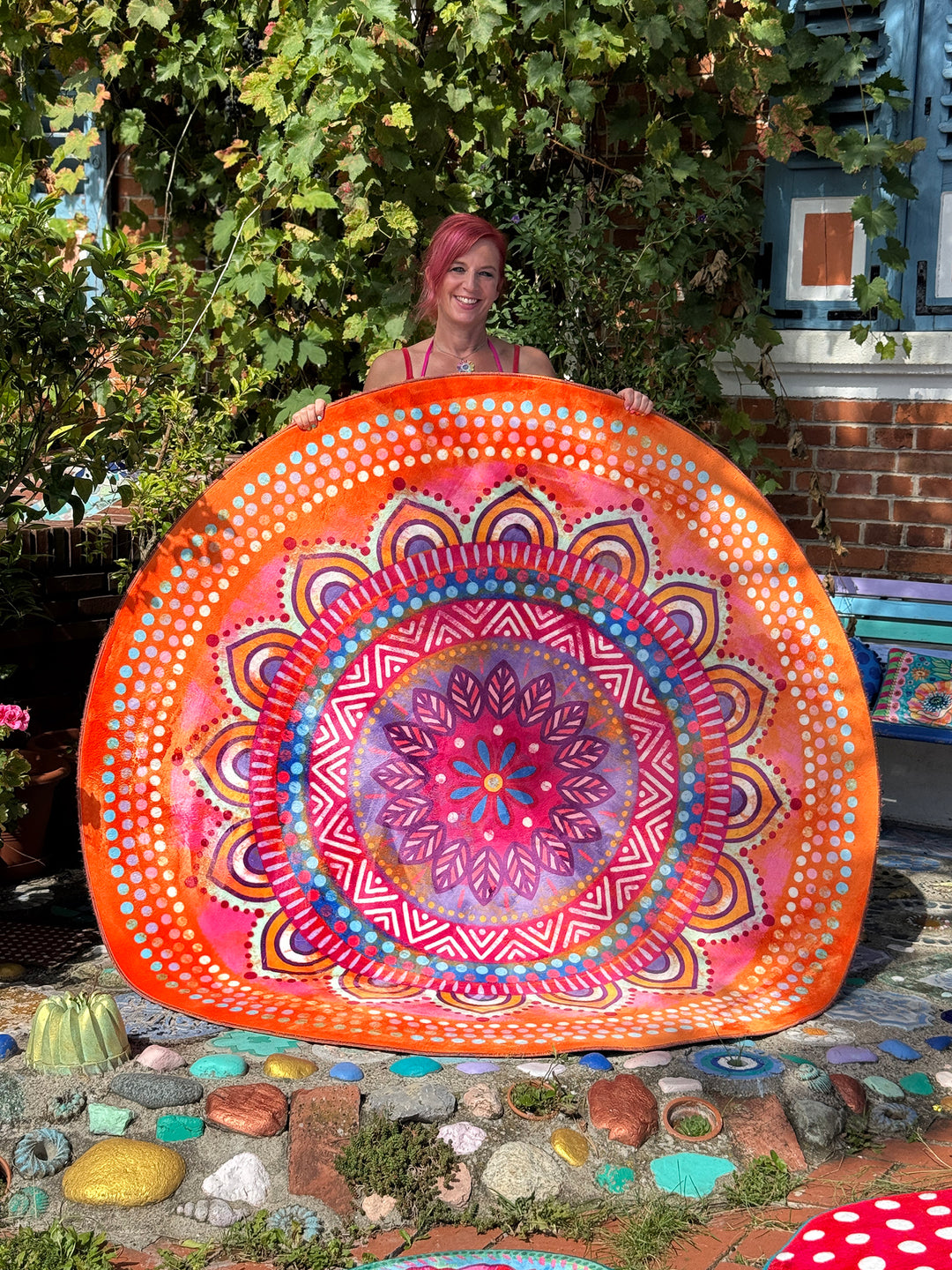 Teppich Rund - Mandala Orange