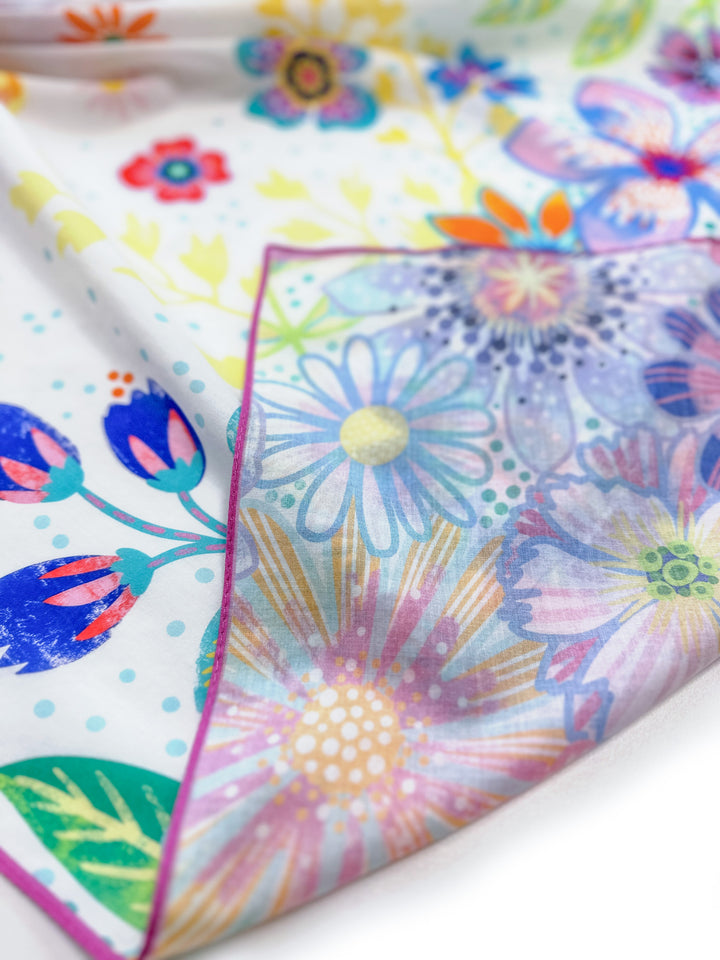 Tuch Blumenmeer weiß