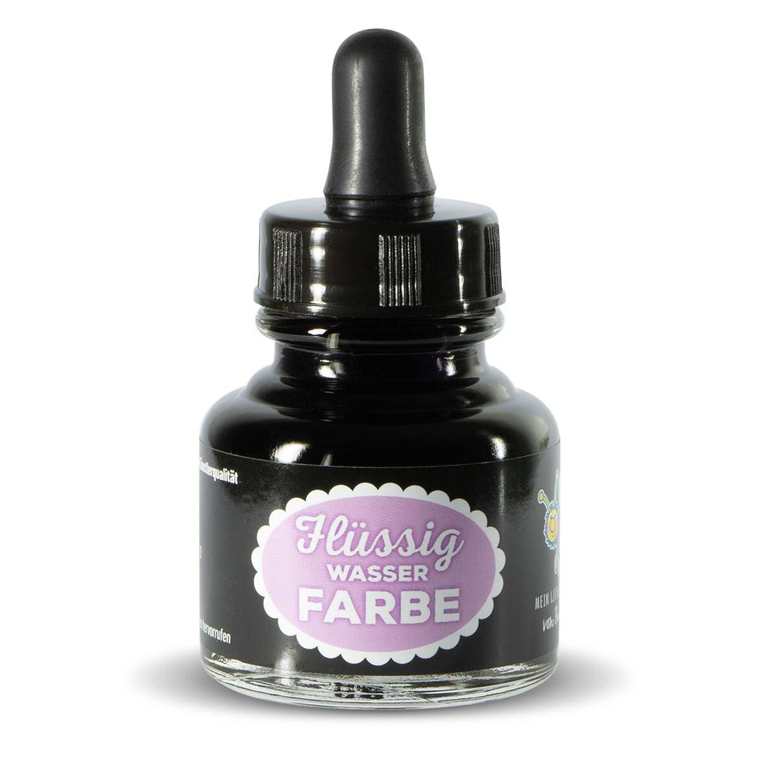 Flüssigwasserfarbe Pastell-Violett in Glasflasche mit Pipette – hochpigmentierte flüssige Wasserfarbe für Malen, Basteln und kreative Projekte 
