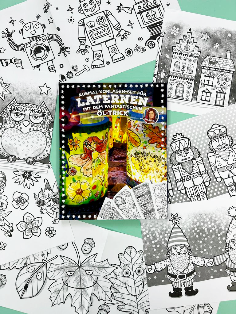 AUSMAL-VORLAGEN-SET FÜR LATERNEN MIT DEM FANTASTISCHEN ÖL-TRICK