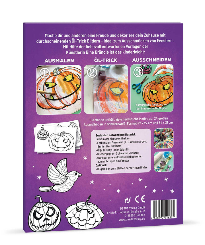 AUSMAL-VORLAGEN-SET FÜR FENSTERBILDER MIT DEM FANTASTISCHEN ÖL-TRICK Mein Herbst Zauber