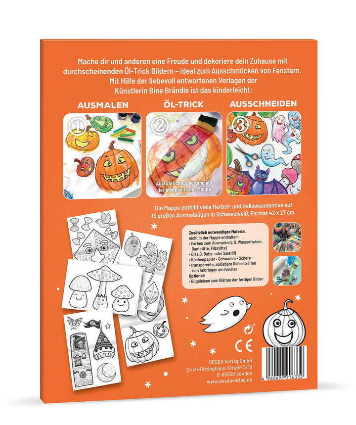 AUSMAL-VORLAGEN-SET FÜR FENSTERBILDER MIT DEM FANTASTISCHEN ÖL-TRICK Mein bunter Herbst