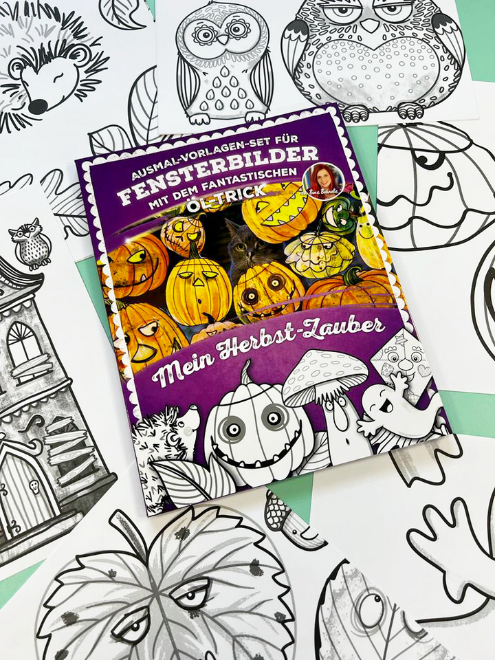 AUSMAL-VORLAGEN-SET FÜR FENSTERBILDER MIT DEM FANTASTISCHEN ÖL-TRICK Mein Herbst Zauber