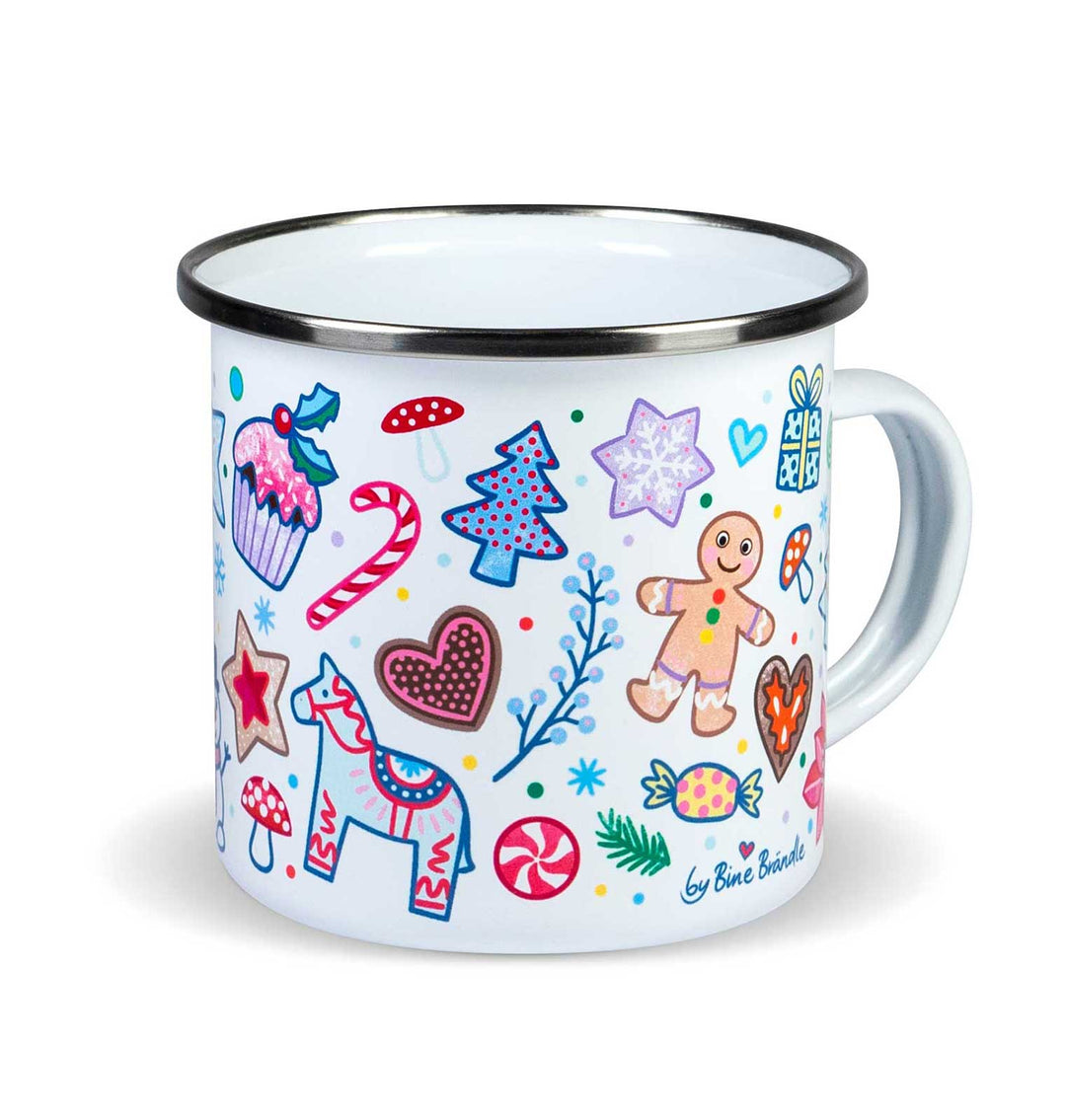 Weihnachtskonfetti Tasse aus Emaille